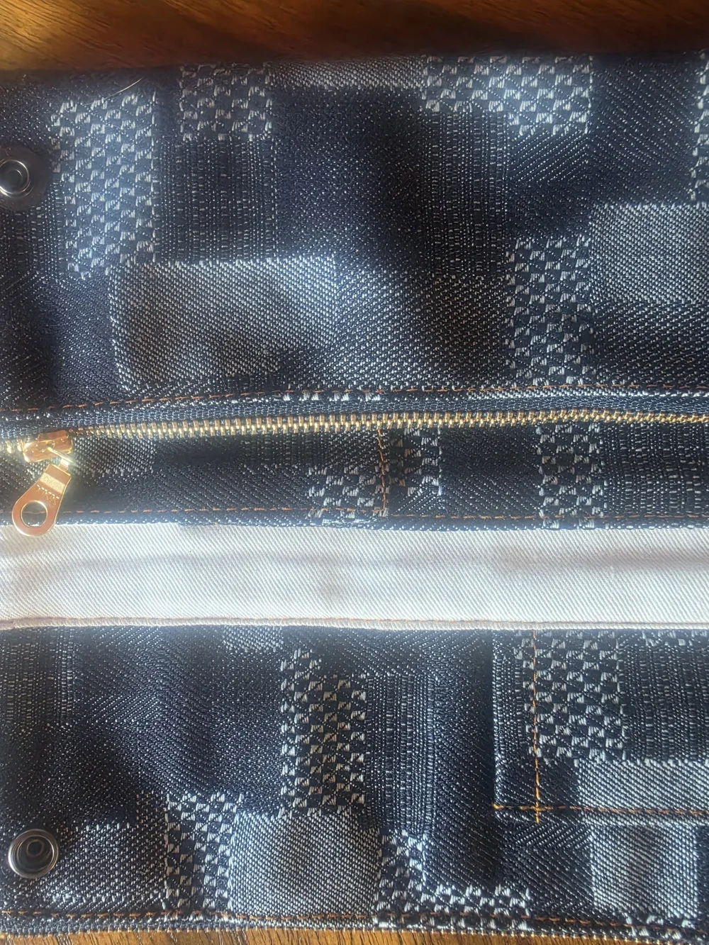 Navy Check Zip Pencil Case Pouch - NWOT
